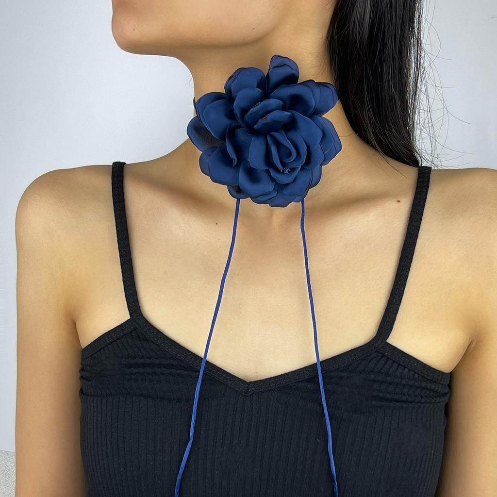 10Cm Satin Rose Necklace Three-Dimensional Adjustable Strap Waist Chain Necklace Dual-Use Jewelry