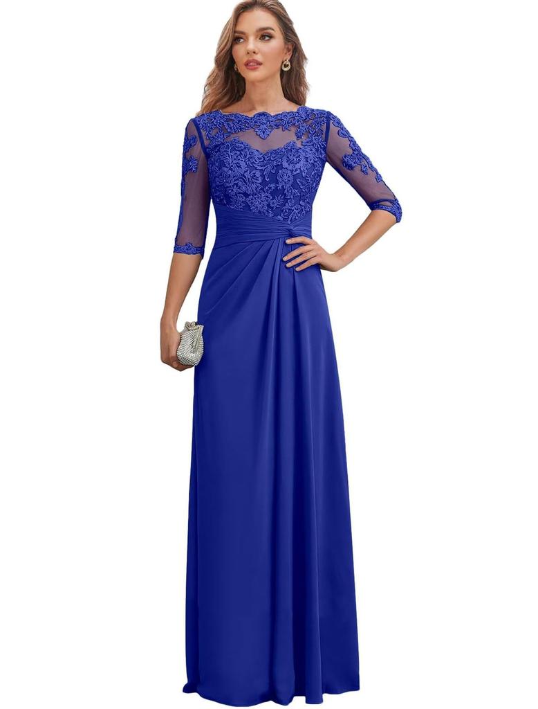 Dress European and American Chiffon Elegant Seven-quarter-sleeved Multi-color Enlarged Evening Dress Dance Dress