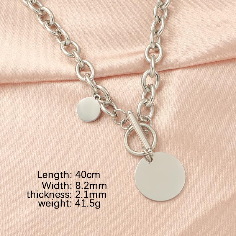 

Роскошное хип-хоп ожерелье-цепочка из нержавеющей стали в европейском и американском стиле с круглым жетоном и OT-застежкой