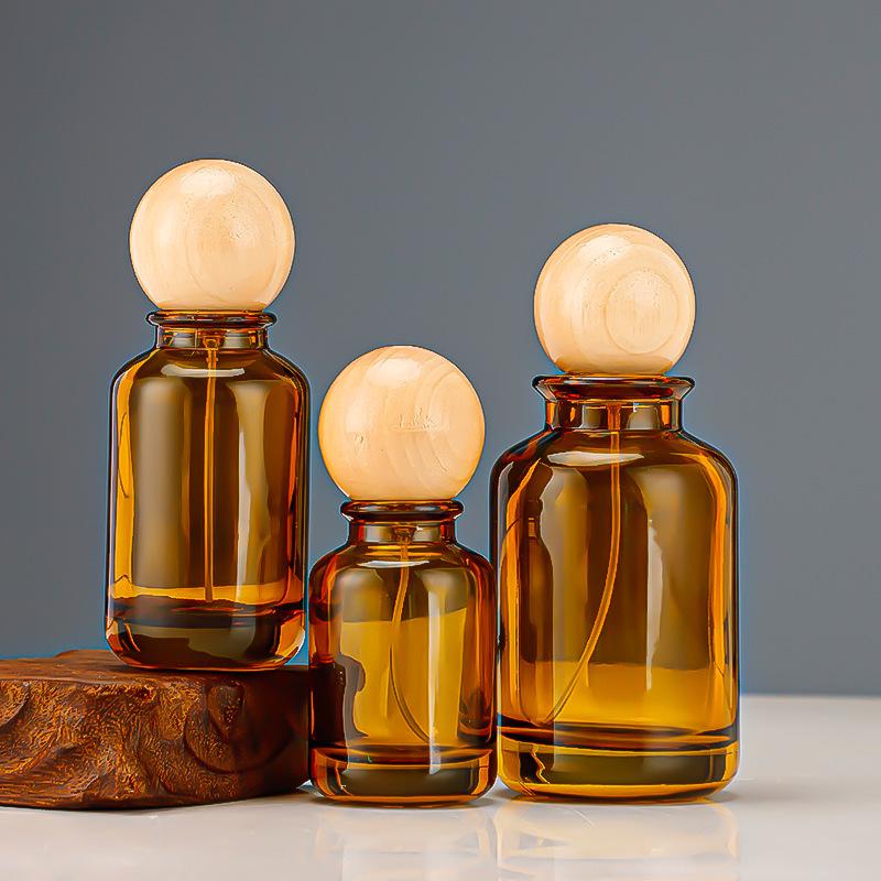 Brown Glass Perfume Spray Bottle - Transparent Refillable Cosmetic Bottle 30ml Amber Glass Bare Bottle