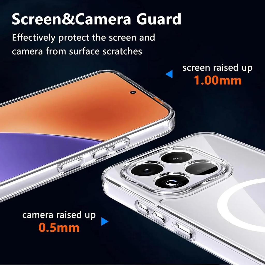 Case for Xiaomi 15T 14T Pro Poco X7 X6 Pro Luxury Transparent Magnetic Wireless Charge Shockproof Funda For Magsafe Cover
