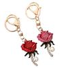 Keychain Pendant Sparkling Rhinestones Inlaid Imitation Pearl Rose Design Key Chain Lightweight Car Bag Decorative Accessory