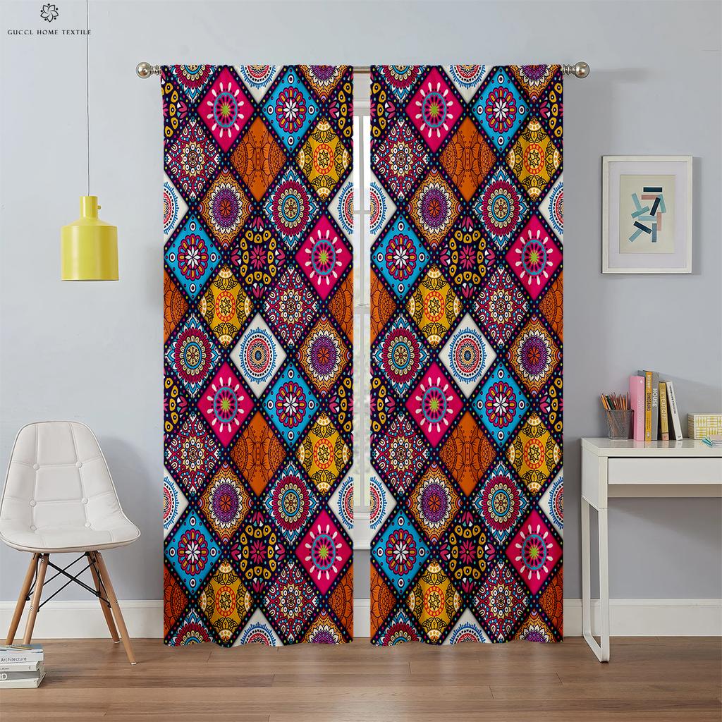 Bohemian Pattern Light blocking Curtains Heat Insulation Custom Bedroom Living Area Kitchen Area Study High Quality