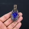 Lapis Lazuli Gemstone Pure Copper Wire Wrapped Handmade Pendant Jewelry For Her