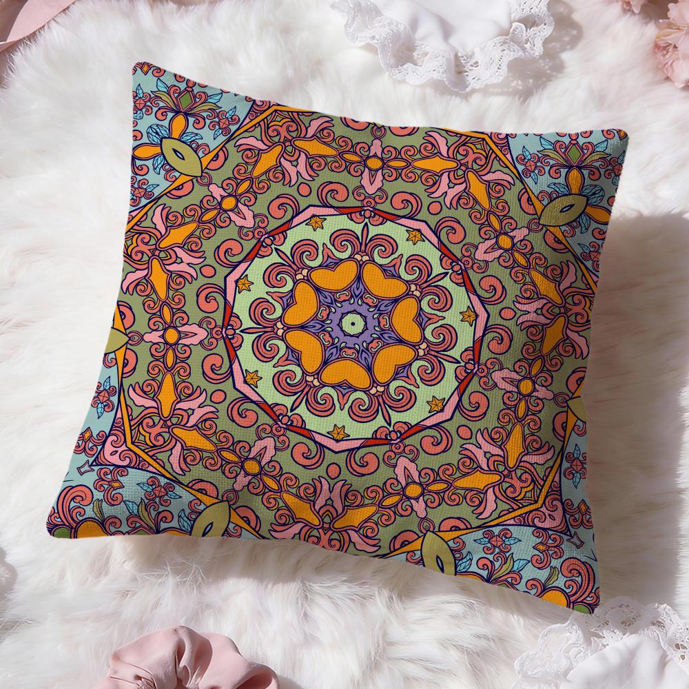 Boho Mandala Floral Pattern Cushion Cover Premium Comfort Reversible Pillow Cove -Two In One Design for Any Room & Car Interior