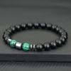 Stylish Men Bracelet Natural Tiger Eyes Volcanic Rock Healing Braslet Handmade Black Onyx Stone Strand Braclet Pulsera Hombre