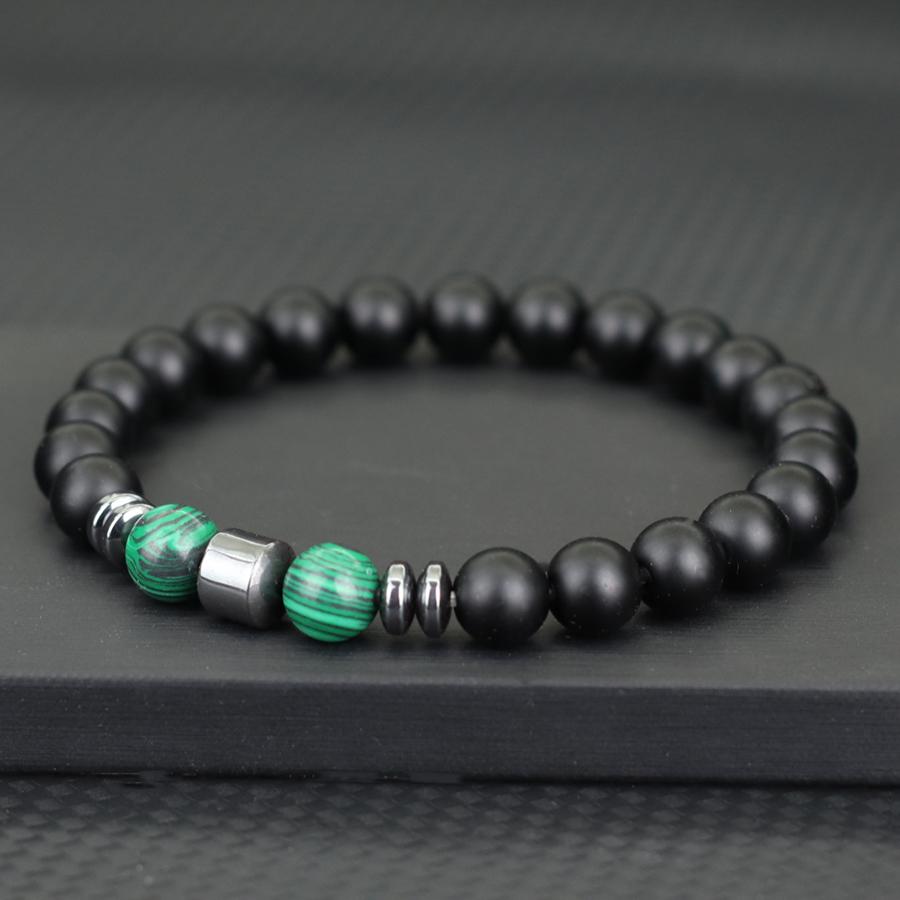 Stylish Men Bracelet Natural Tiger Eyes Volcanic Rock Healing Braslet Handmade Black Onyx Stone Strand Braclet Pulsera Hombre
