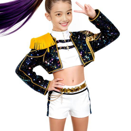 Demon Hunter Girl's Costume Performance Outfit for Stage Shows Halloween Cosplay Stage Attire for Comfort Colorful Dance Ensemble