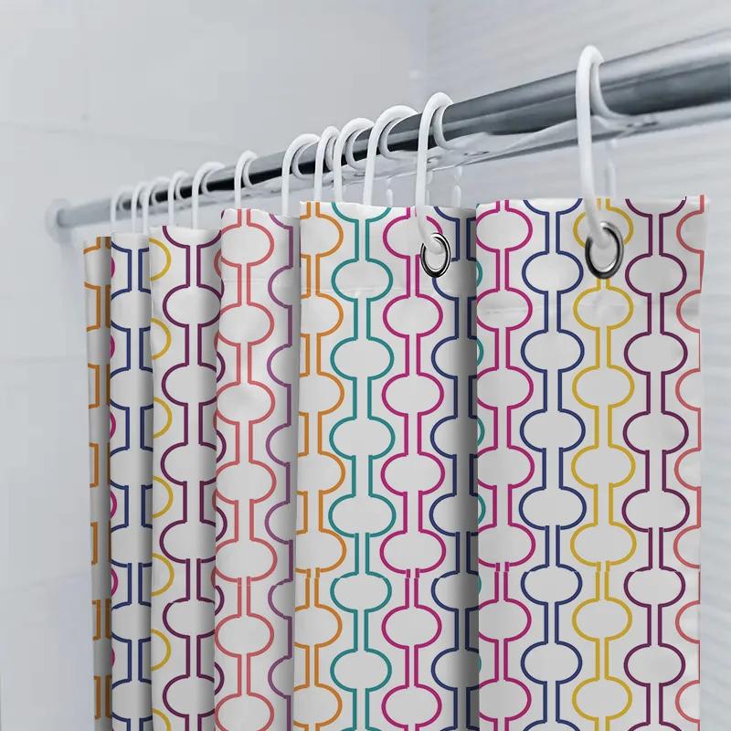 Stylish Colorful Pattern Shower Curtain For Bathroom Decor Waterproof Fabric With Eye Hooks Loop Design