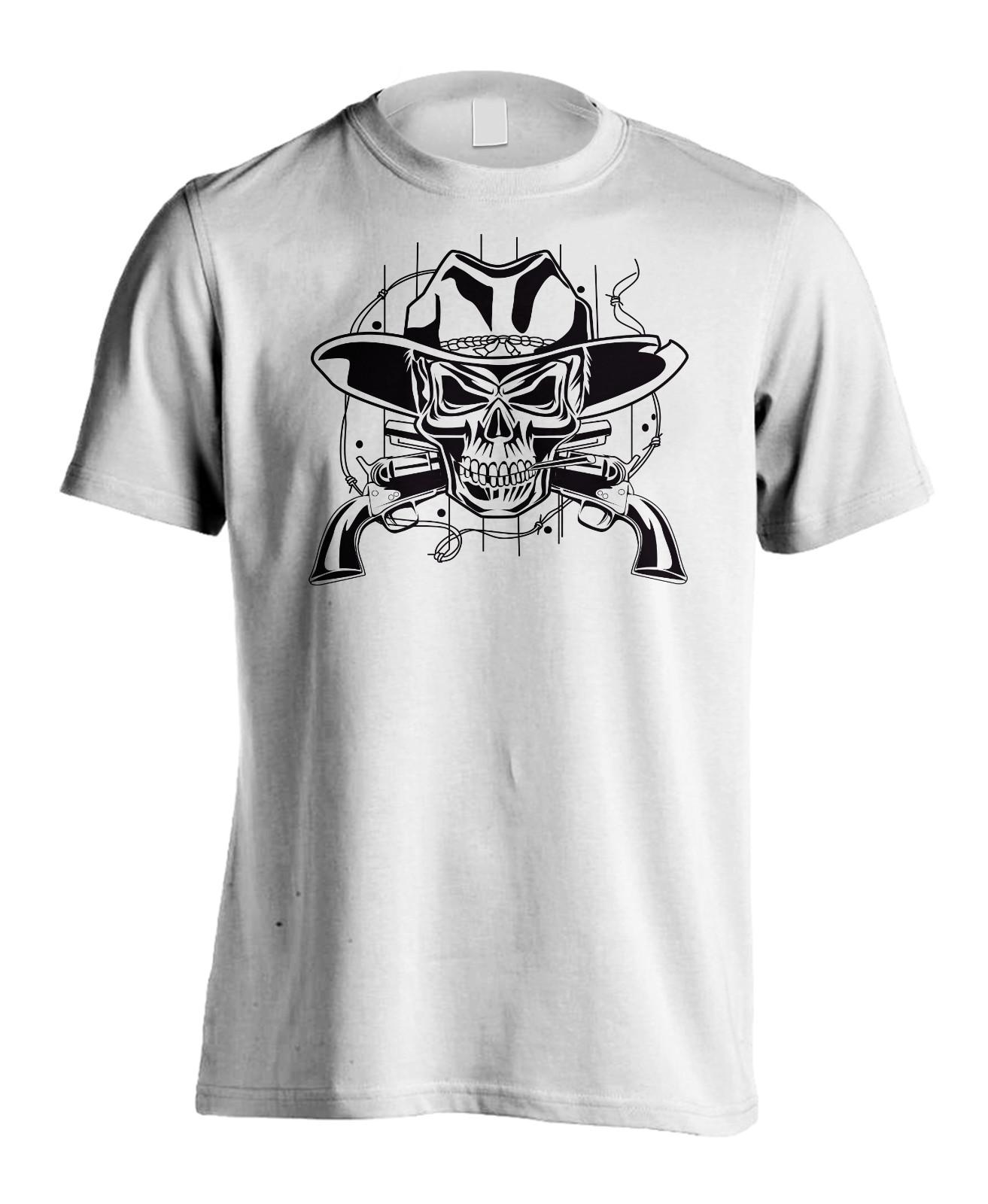 

New Men s Cowboy Skull Smoking Gun T-Shirt South Western Style USA Texas Tee 5XL різнокольоровий