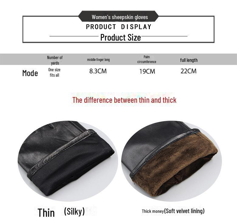 Women's Winter Bow Leather Gloves: Thick Velvet, Windproof, Waterproof, Warm Cycling Gloves