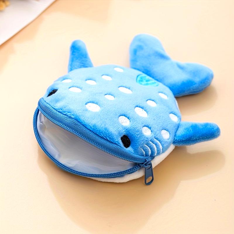 1PC Cartoon children's shark coin purse, plush zipper bag, data cable packaging, accessories, pendants, small gifts