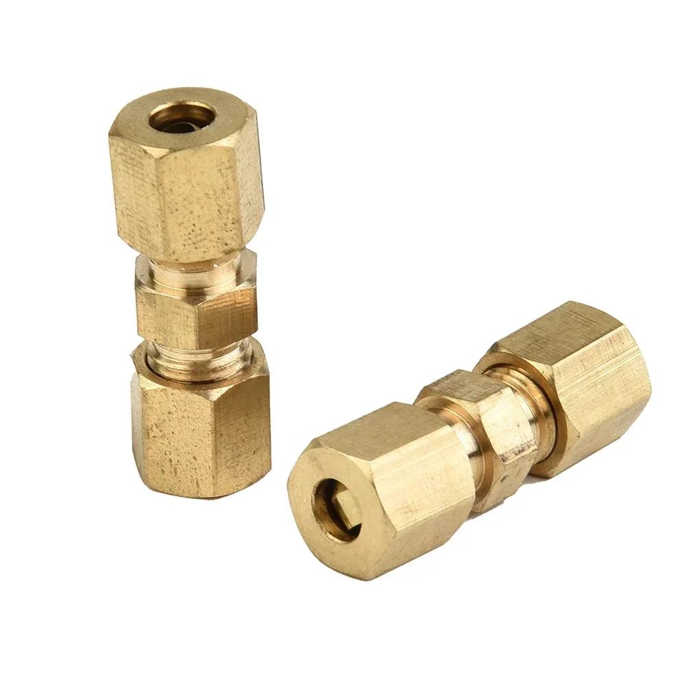 4/10Pcs Brake Lines Pipe Brass Connectors For Brake Line Without Flare 4.75mm 3/16" Fitts Straight Reducer Compressions Kits