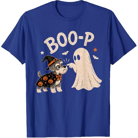 Miniature Schnauzer Boo Boo-p Ghost Nose Boop Halloween Dog T-Shirt