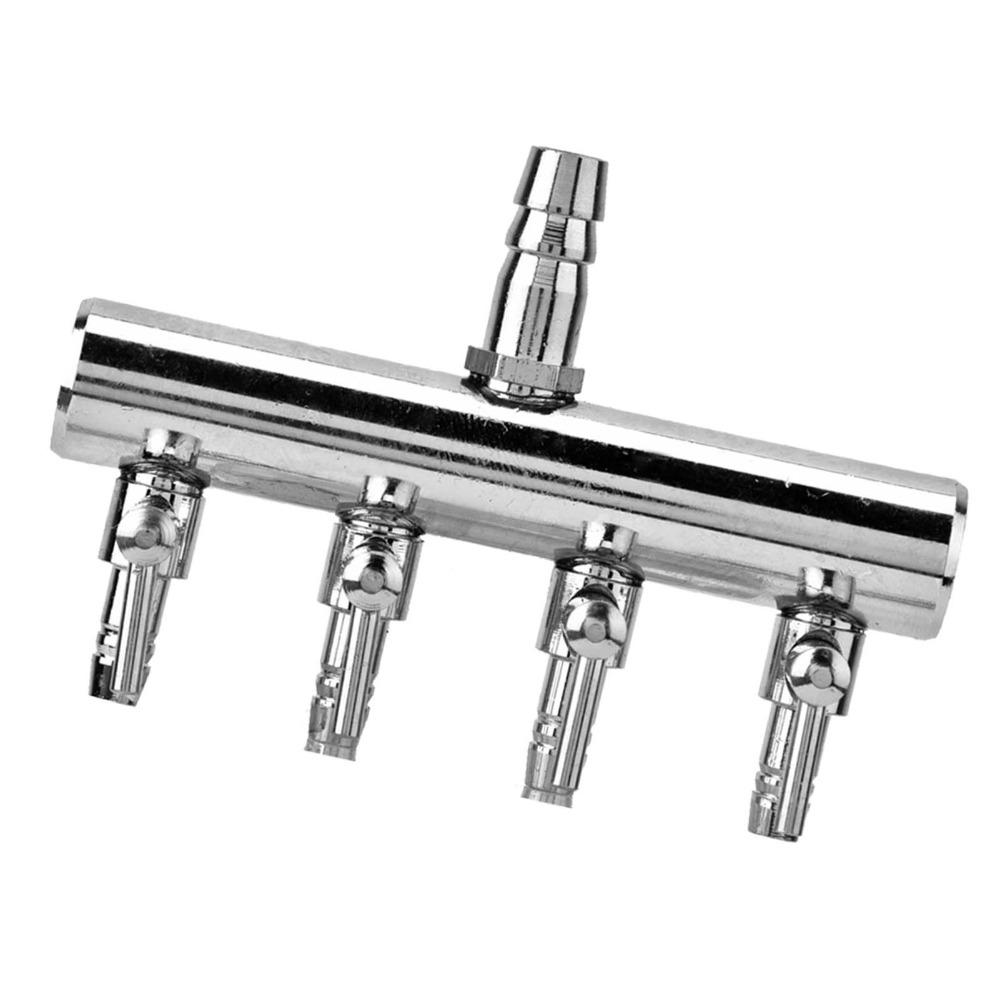 Stainless Steel Aquarium Air Valve 2 Way 8mm Turn To 4mm Air Flow Valve T Shaped 4 Way Air Splitter Airline Tubing Hose