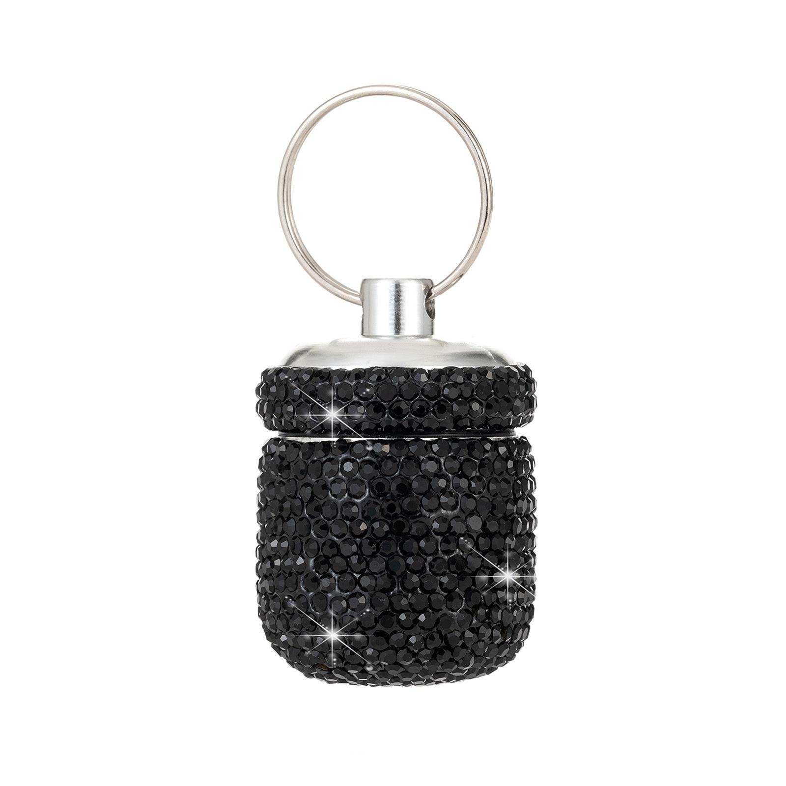 

Portable Diamond Pills Case Keychain Waterproof Pills Container Small Box Pendant for Travel and Outdoor Activities чорний