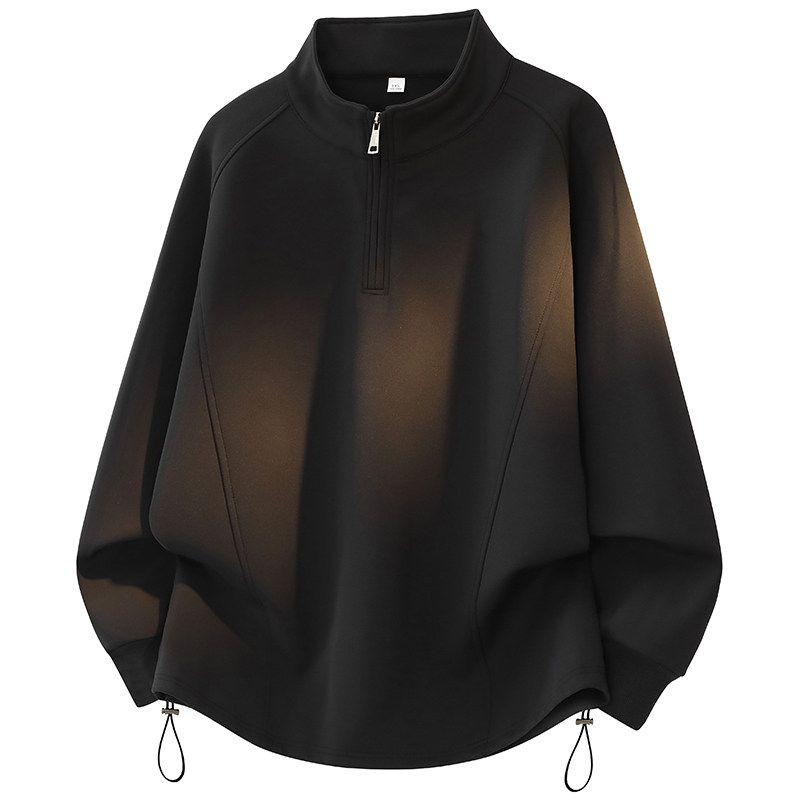 

Medm Beprp Extra-Large Half-Zip Design Sweatshirt for Men, Deconstructed Inner Layer, Long-Sleeved, for Big and Tall Men 6592 Black 2XL