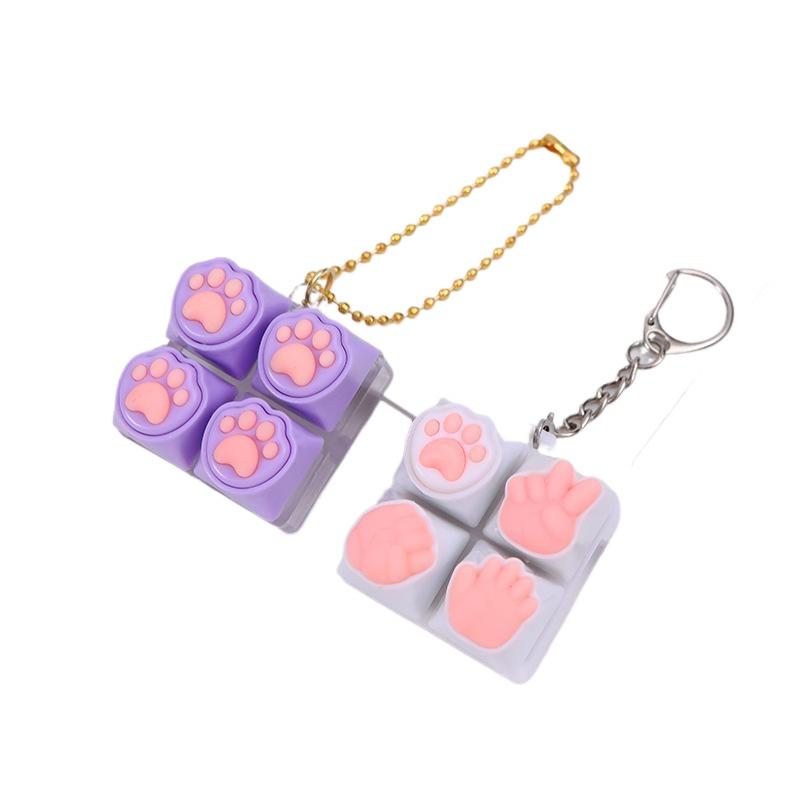 [LA]1Pc Portable Keyboard Clicker Fidget Keychain Set Buttons For Sensory Stress Relief Ideal For Office Travel Toy Bag Pandent