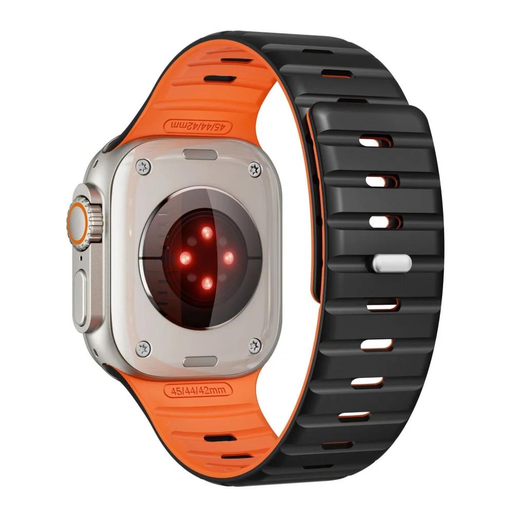 Magnetic Strap For Apple Watch Ultra 1 2 3 49mm 44mm 45mm 46mm 42mm 41 Sport Silicone Bracelet Belt IWatch Series 11 10 8 7 6 Se 3 Band