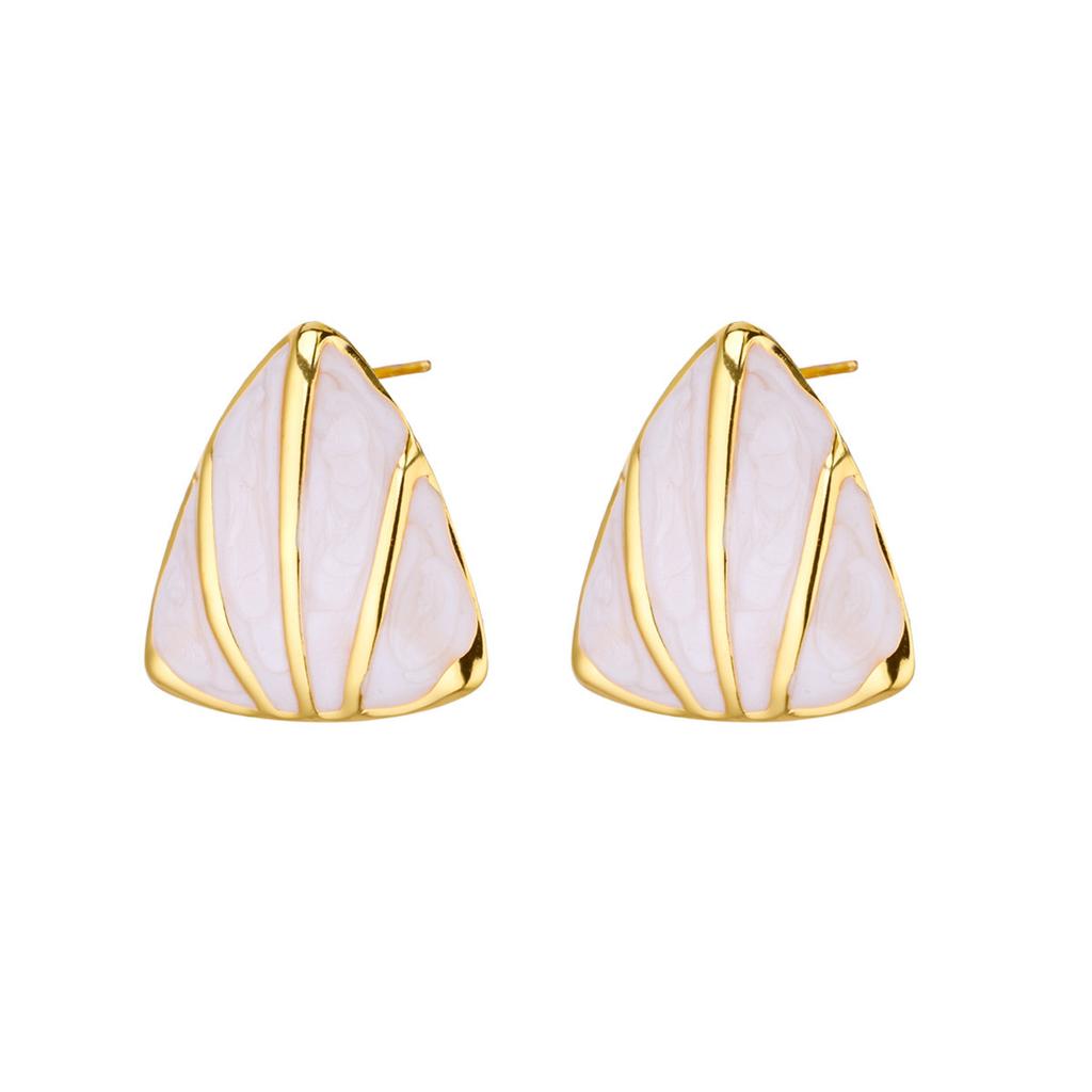 Colored Geometric Triangle Oil‑Drop Stainless‑Steel Women Earrings, New‑Chinese‑Style Niche Personality Ear Jewelry