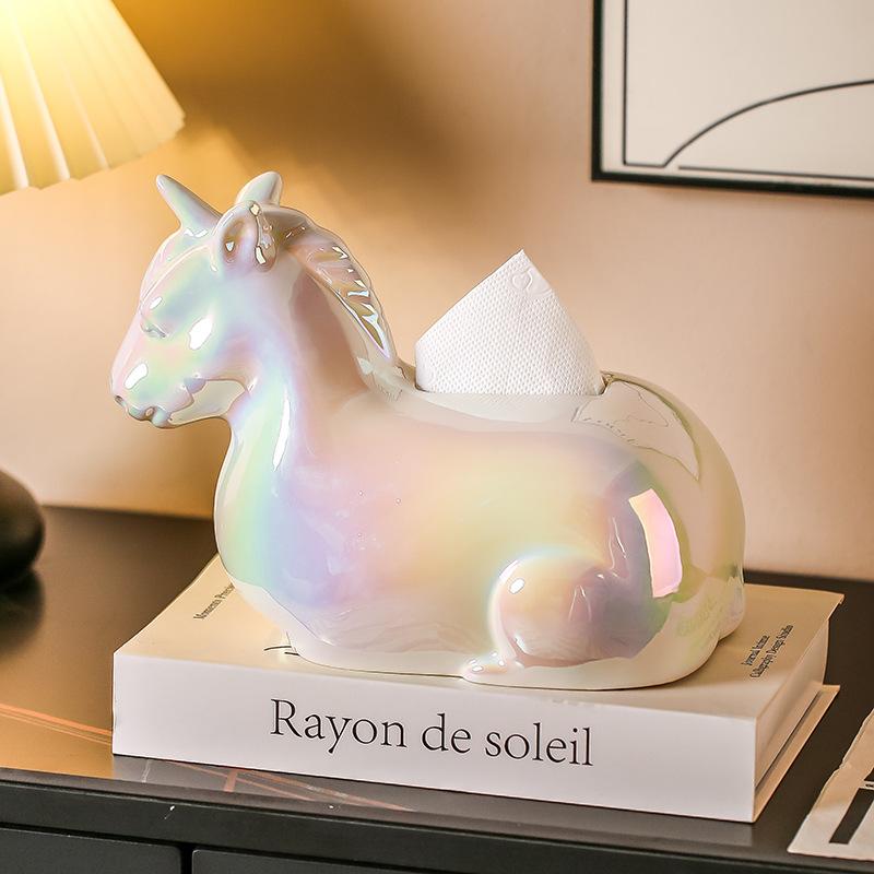 Light Luxury Colorful Unicorn Tissue Box Creative Home Living Room Coffee Table Desktop Decoration Ornament High Value Paper Box
