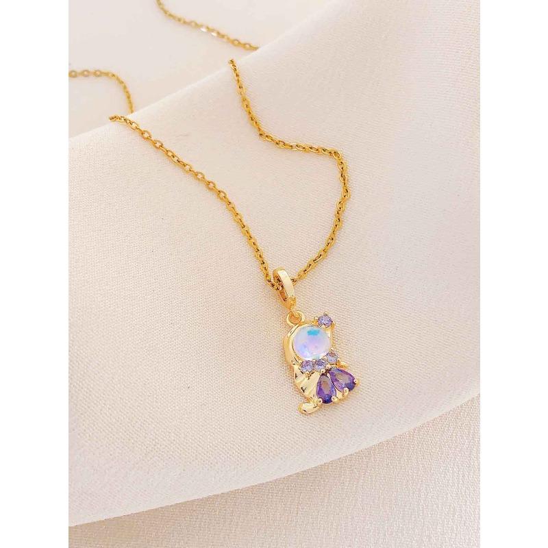 Necklace Women's Summer Aurora Miniature Zirconium New Titanium Steel Necklace Fashion Accessory High-end Lockbone Chain