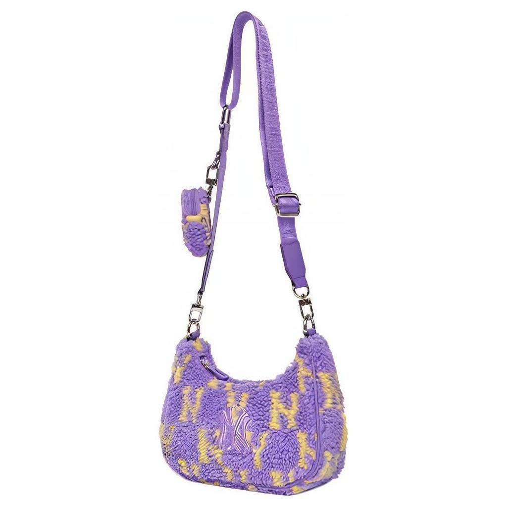 New MLB Plush Combo Bag, Crossbody Bag, Shoulder Bag Regular Women's Purple Yellow Color Block 7ABQM0126-50LDS