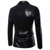 Charm Men's Casual One Button Fit Suit Coat Jacket Sequin Party Top