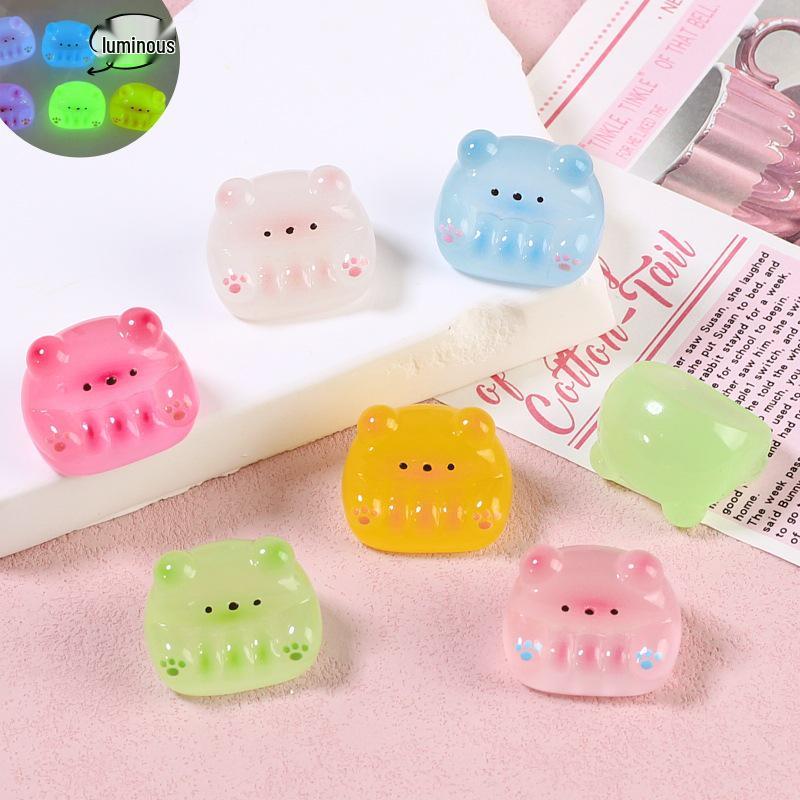 Handmade Resin Hair Clips & Croc Charms with Luminous Bear and Cartoon Designs