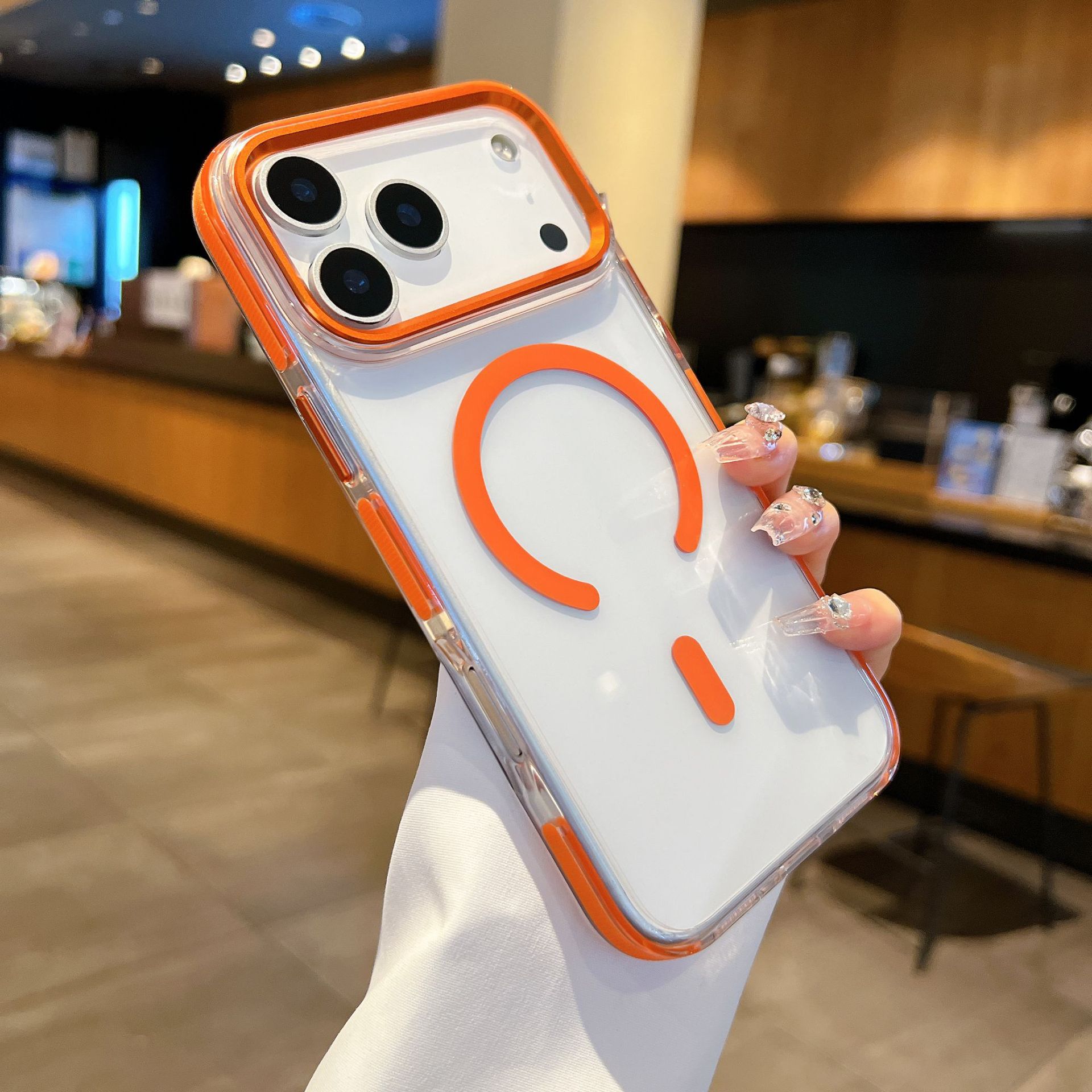 

Armor 2500 Гаусс Сильный Магнитный Чехол для iPhone 17 Air 16 Pro Max 16e 15 14 Plus 13 12 Ультрапрозрачная Крышка Ударопрочный iPhone 15 Pro Max оранжевый