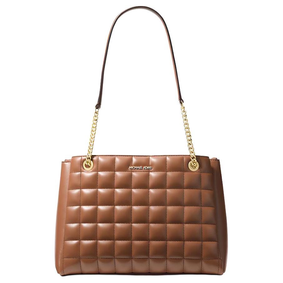 

Michael Kors Soho Gold Hardware Zipper Design Tote Bag Women Tote Bags Red-Brown 35S6G1SE2Y-LUGGAGE Shopping Bag Set(Basic Set+Shopping Bag)
