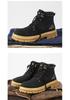 Men's Winter High-Top Genuine Leather Retro Martin Boots with Velvet Lining, British Style, Yellow