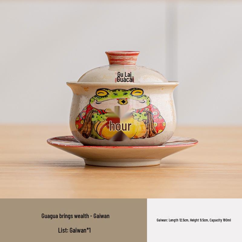Three Talents Hand-Painted Gaiwan: Large Retro Chinese Tea Set for Home Brewing
