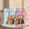 1PC Stack Book Flower Bouquet Print 750ml Color Plastic Sports Water Bottle Leakproof Flip Straw Lid Suitable for Sports Office Home Use