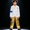 Childrens Michael Jackson Costume With Striped Trousers And Gold Fabric For Stage Performance