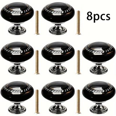 8 schwarze, runde Knöpfe, Schrankknöpfe aus Keramik im Vintage-Stil, Kommodenschubladengriffe für Schränke, Schubladen, Schränke und Heimwerkerprojekte mit Schrauben.
