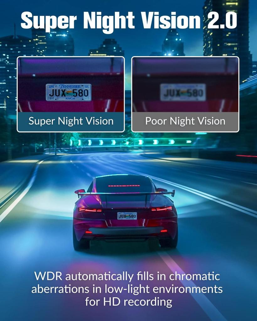 DVR para automóvil HD 1080P con 3 lentes para tablero de instrumentos, cámara de tres vías, grabadora de video, videocámara para tablero de instrumentos, pantalla IPS de 2.0 pulgadas y cámara trasera