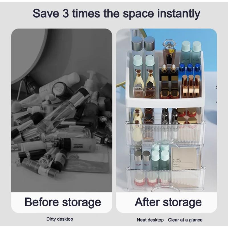 New cosmetic storage box desktop transparent drawer finishing box dressing table multi-functional partition storage rack