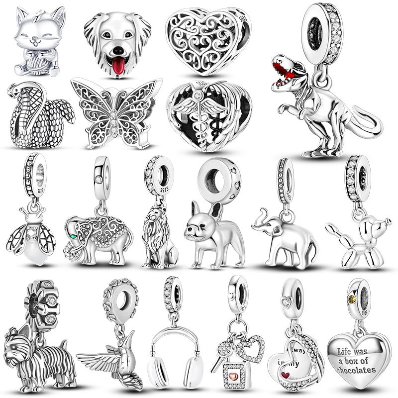 Original Copper Plated Charms Butterfly Elephant Tyrannosaurus Rex Beads Fit Bracelet Necklace Diy Pendants Jewelry Women Gift