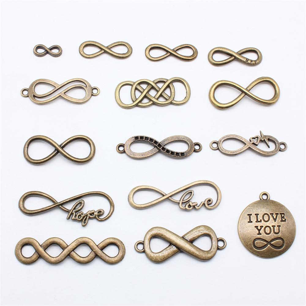 10pcs Infinity Connector Charms For Bracelet Making Vintage Antique Bronze Color