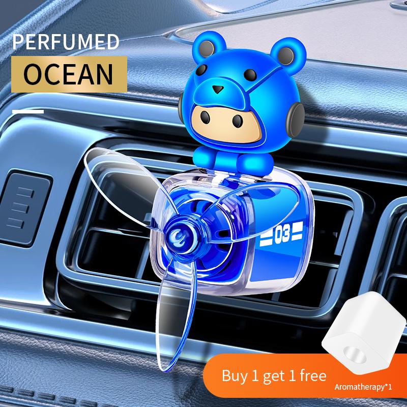 Rotating Fan Helmet Bear Car Air Outlet Air Freshener Vent Clips Perfume Diffuser Fragrance For Removing Odor Long-lasting