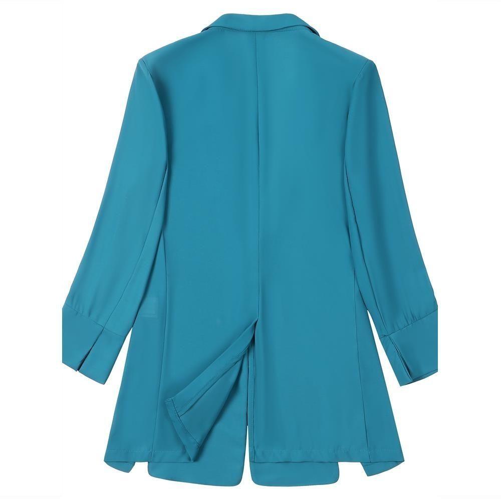 Women's Solid Long Blazers Thin Spring Summer Temperament Premium Elegant Casual Fashion Office Lady Formal Cardigan