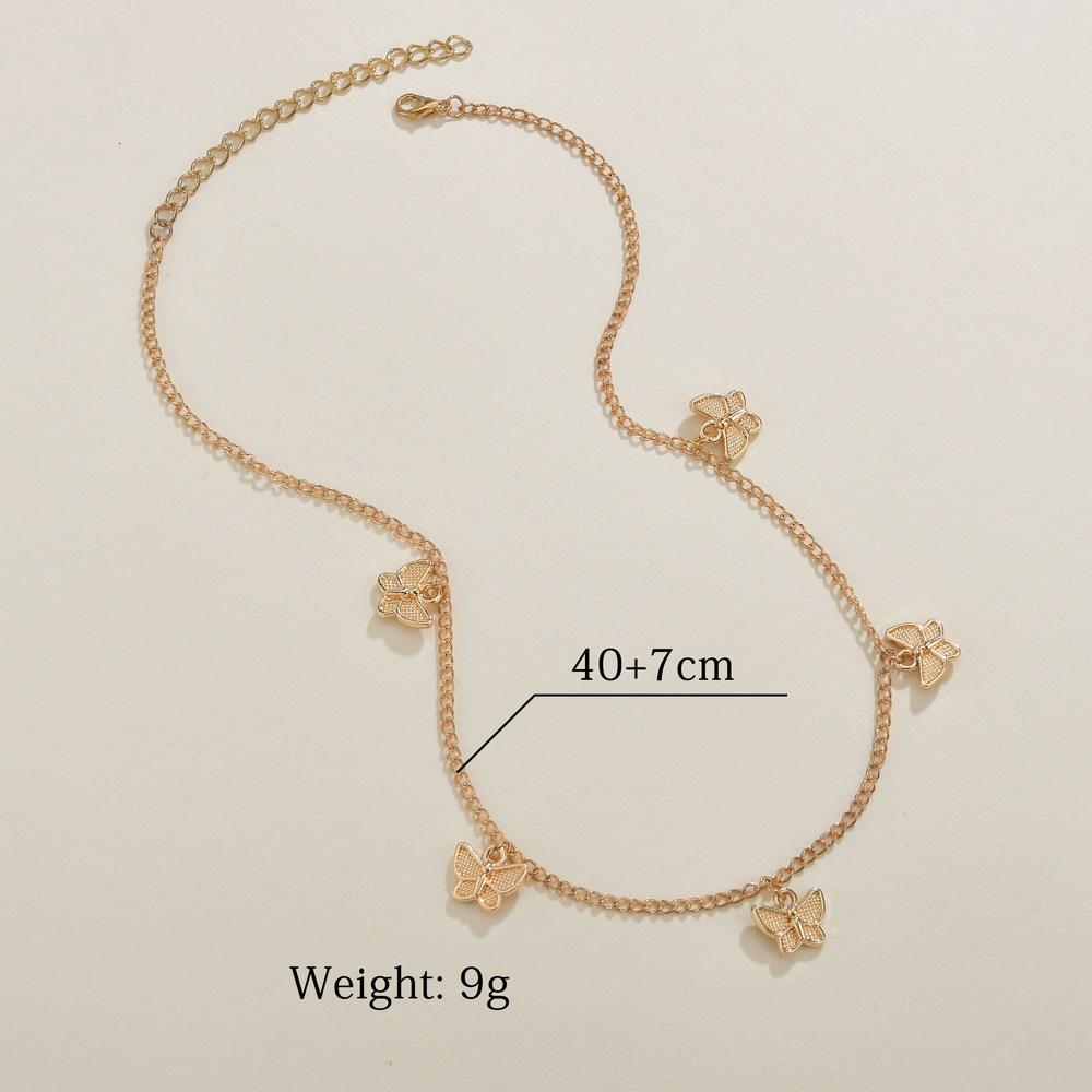 Accessories Simple Thin Chain Alloy Butterfly Pendant Necklace Women's Collarbone Chain