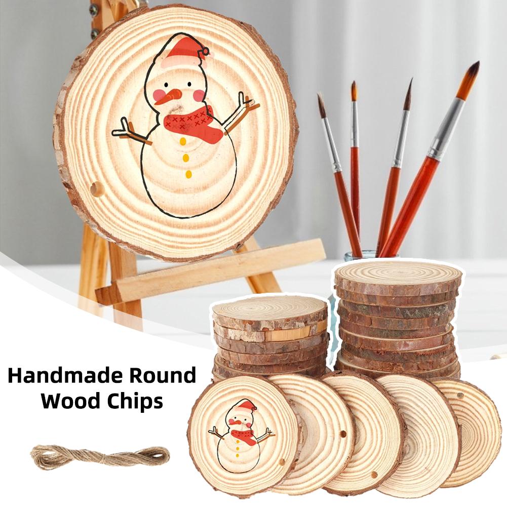 30pcs/set 5-6cm Round Wooden Pieces, Wood Slices, DIY Art Craft Accessories, Christmas Party, Wedding Decoration, DIY Crafts