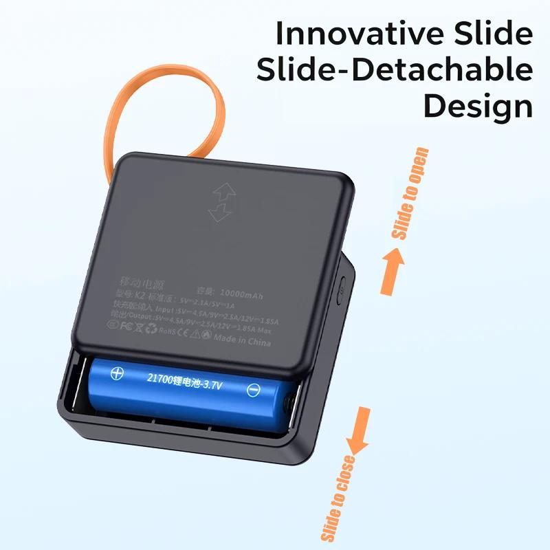 Digital Battery Display 10W PD 22.5W Fast Charge Power Bank Case 2x21700 Solderless DIY Battery Box USB Type C QC3.0 Shell With Charging Cable