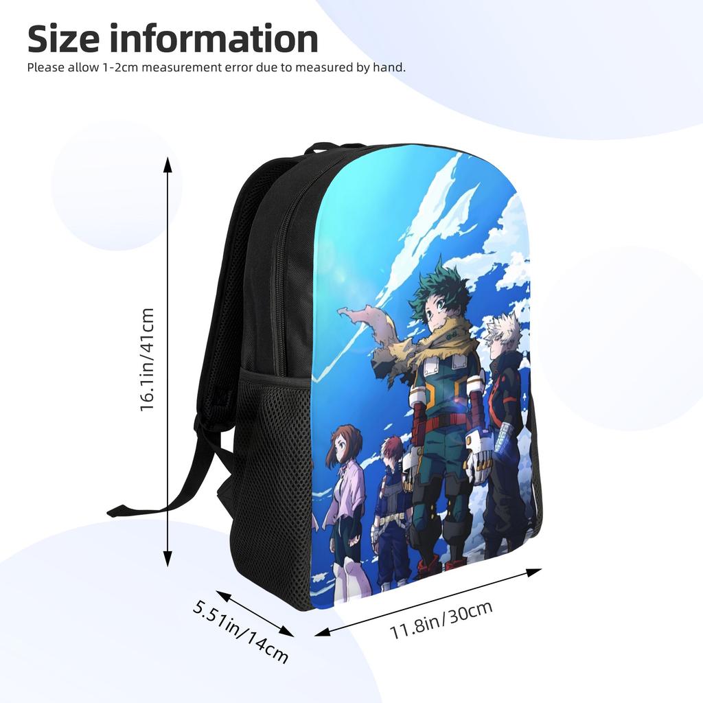 My Hero Academias Backpack for Women Men Waterproof College School Manga Bag Print Bookbag