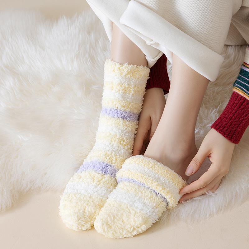 Women's Mid-Calf Coral Fleece Sleep Socks - Warm Home Floor Socks
