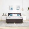 Box Spring Bed with Cushions Dark Brown 140 X 190 Cm Fabric