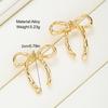 2025 New Gold Color Hollow Bow Stud Earrings for Women Simple Metal Line Wrapped Fashion Earrings Aesthetic Jewelry Gift