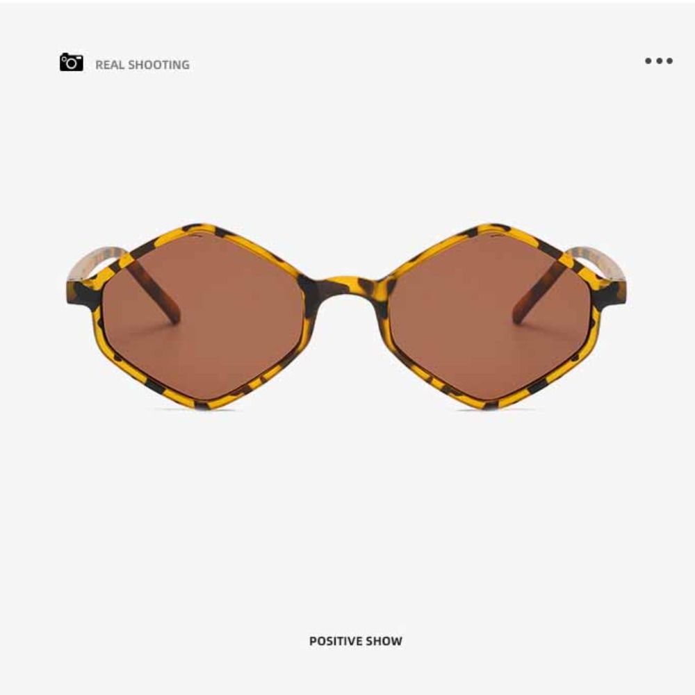 Multicolor Lenses Rhombus Leopard Sunglasses Vintage UV400 Sun Glasses Metal Eyewear Outdoor